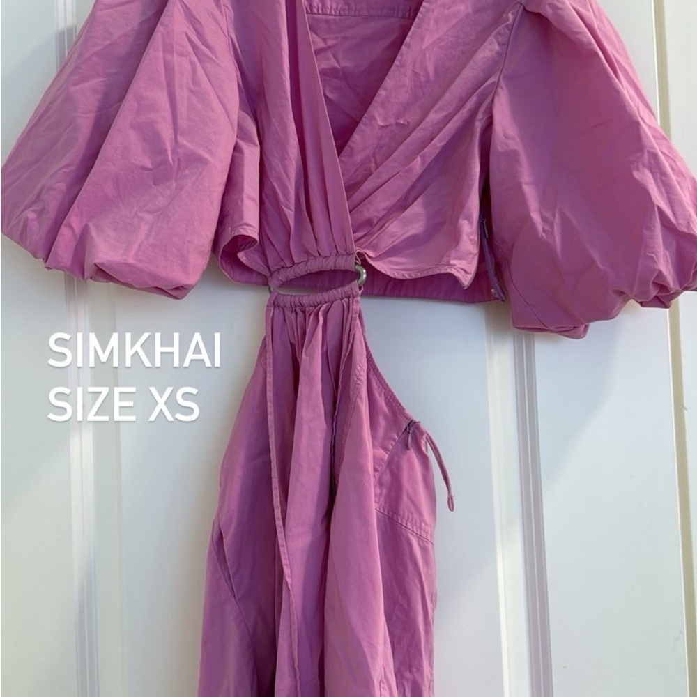 Jonathan Simkhai Pink Puff-Sleeve Mini Dress